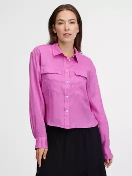 Укороченная льняная рубашка Gap, розовый