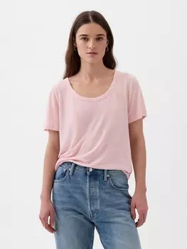 Укороченная льняная рубашка Gap, розовый