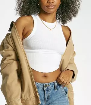 Укороченная майка BDG Urban Outfitters с круглым вырезом и изогнутым краем, белый