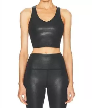 Укороченная майка Glow On в черном фольгированном цвете BEYOND YOGA