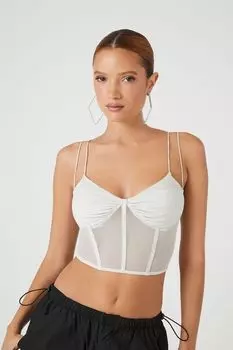 Укороченная майка из прозрачной сетки Forever 21, серебряный