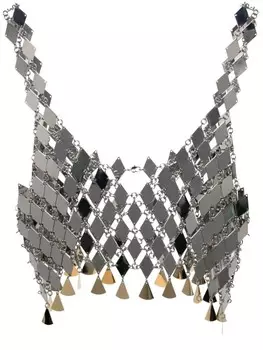 Укороченная майка-кольчуга Rabanne, серебристый