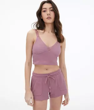 Укороченная майка кружевной вафельной вязки Aeropostale, фиолетовый