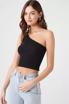 Укороченная майка на одно плечо Forever 21, черный