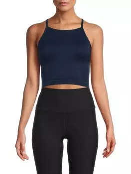 Укороченная майка Pure на бретельках в рубчик, navy/deep sea