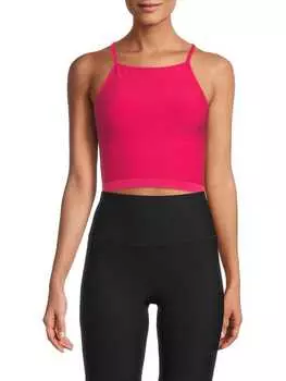 Укороченная майка Pure на бретельках в рубчик, navy/shocking pink