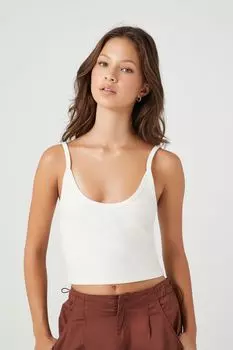 Укороченная майка ребристой вязки Forever 21, кремовый