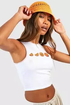 Укороченная майка ringer с оранжевым принтом Boohoo, белый