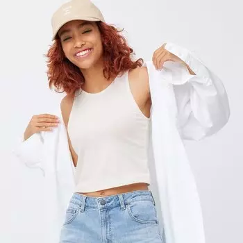 Укороченная майка с американскими рукавами Bra Feel GU, белый