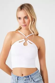 Укороченная майка с бесшовными вырезами Forever 21, белый