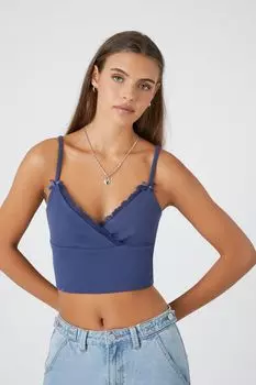 Укороченная майка с кружевной отделкой Forever 21, нави