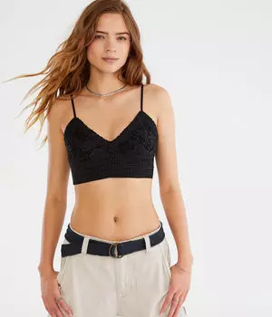 Укороченная майка с кружевной завязкой на спине Aeropostale, черный