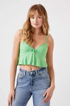Укороченная майка с кружевом в рубчик Forever 21, зеленый