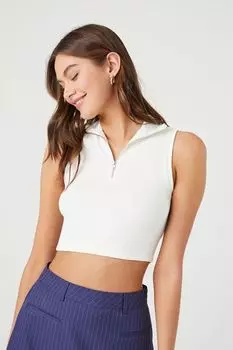 Укороченная майка с молнией до половины Forever 21, белый