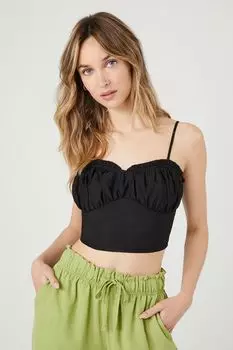 Укороченная майка с оборками Forever 21, черный