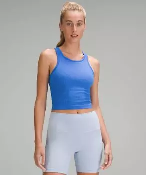 Укороченная майка с открытой спиной Ebb to Street Lululemon, синий