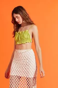 Укороченная майка с открытой спиной и оборками Forever 21, зеленый