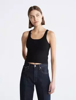 Укороченная майка с вышивкой логотипа Calvin Klein, черный