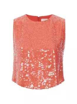 Укороченная майка с вышивкой пайетками LAPOINTE, коралловый