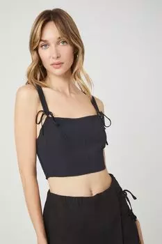Укороченная майка с завязками Forever 21, черный
