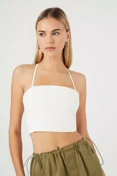 Укороченная майка со шнуровкой на спине Forever 21, белый