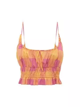 Укороченная майка в мелкую клетку les girls les boys, розовый