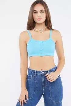 Укороченная майка в рубчик на пуговицах Forever 21