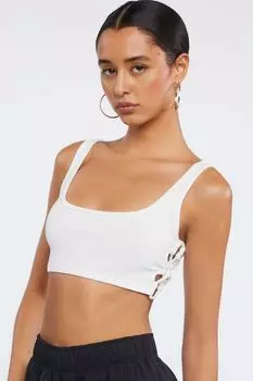 Укороченная майка в рубчик с перекрещиванием Forever 21, белый
