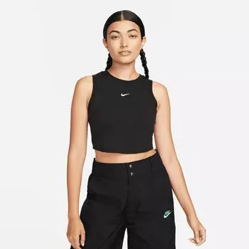 Укороченная майка в рубчик Sportswear Essentials NIKE, цвет black/sail