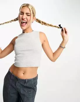 Укороченная майка Weekday Pure серого меланжевого цвета