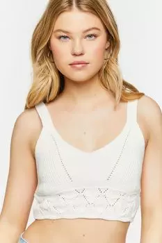 Укороченная майка вязанной вязки-свитера Forever 21, кремовый