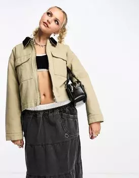 Укороченная овсяная куртка из парусины ASOS DESIGN