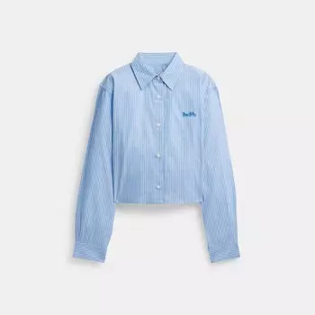 Укороченная полосатая рубашка на пуговицах COACH, цвет blue multi