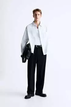 Укороченная полосатая рубашка ZARA, белый