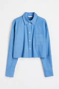 Укороченная поплиновая рубашка H&amp;M, синий