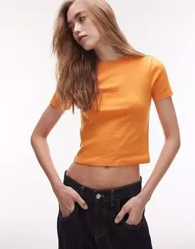 Укороченная повседневная футболка Topshop оранжевого цвета