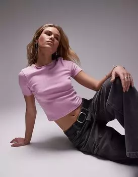 Укороченная повседневная футболка Topshop розового цвета