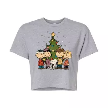 Укороченная рождественская футболка с рисунком Peanuts для детей Juniors Licensed Character, серый