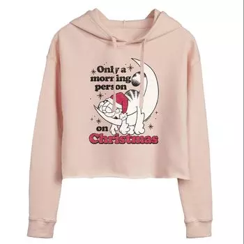 Укороченная рождественская толстовка с рисунком Garfield Morning Person On Christmas для юниоров Licensed Character