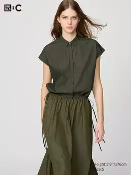 Укороченная рубашка (без рукавов) Uniqlo, зеленый
