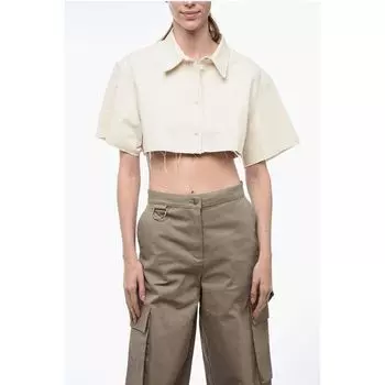 Укороченная рубашка EXRAY с необработанными краями Heron Preston, White