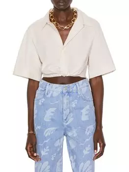 Укороченная рубашка Frame с отворотом спереди, flax