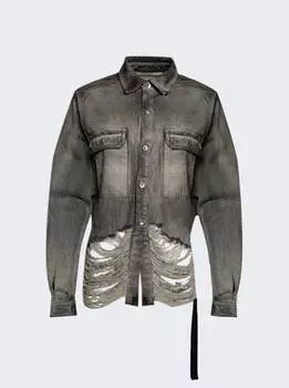 Укороченная рубашка Giacca Denim Rick Owens Drkshdw, серый