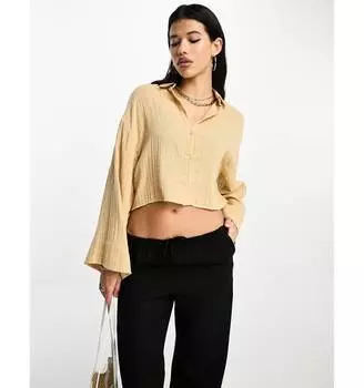 Укороченная рубашка из двойной ткани с эффектом камня ASOS DESIGN