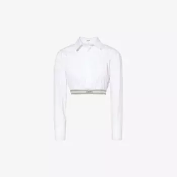 Укороченная рубашка из хлопка с фирменным краем Loewe, белый