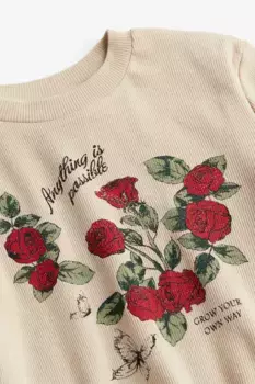 Укороченная рубашка из хлопкового трикотажа H&M, бежевый