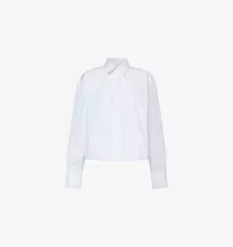 Укороченная рубашка из органического хлопка с накладными карманами Victoria Beckham, белый