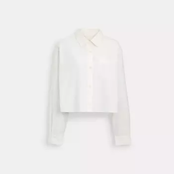 Укороченная рубашка из поплина Coach Outlet из органического хлопка, белый