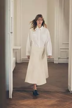 Укороченная рубашка из поплина ZARA, белый