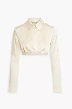 Укороченная рубашка из шелкового атласа со складками Briar NICHOLAS, слоновая кость
